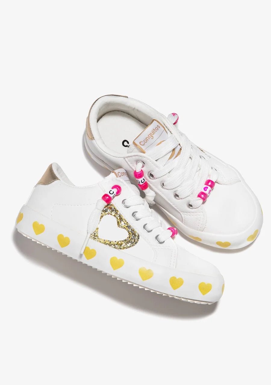 Gold Heart Sneakers